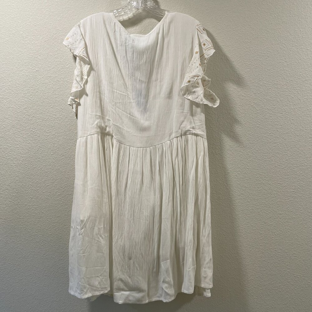 BOHERA Juleebee Flutter Sleeve V-Neck Shell Embellished White/Gold/Silver XL - Picture 4 of 13